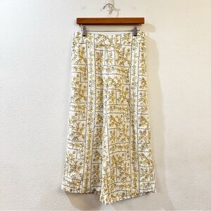 Joie White and Yellow Floral Cropped Wide-Leg Pants